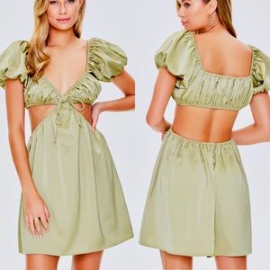 NWT Forever 21 Satin Puff Sleeve Mini Dress